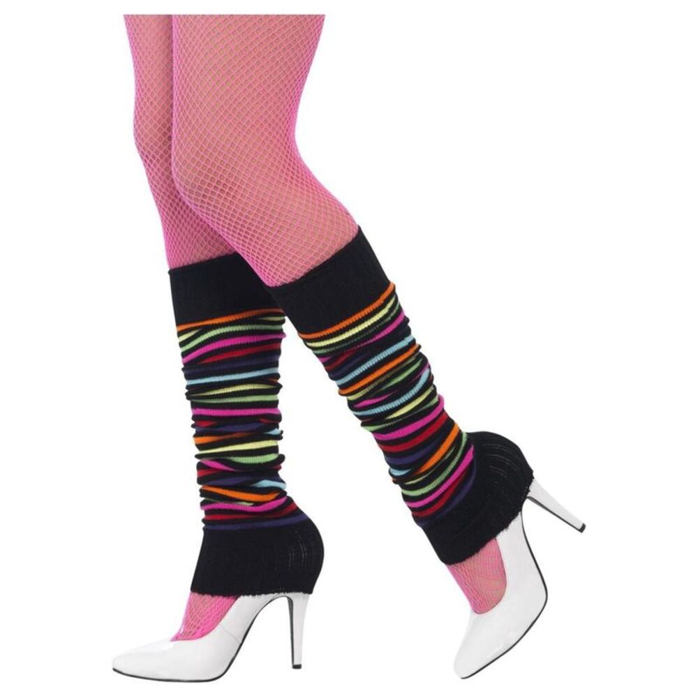 Smiffys Contrast Striped Leg Warmers / Black/Multicolored